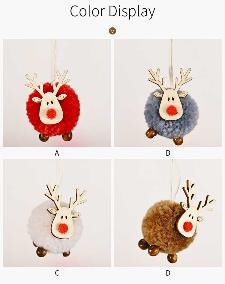 聖誕毛球麋鹿吊飾 聖誕節必備麋鹿造型吊飾 聖誕樹必備可愛掛飾 小裝飾4