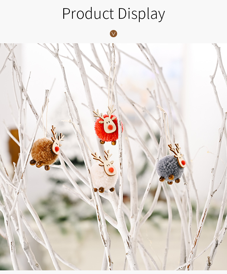 聖誕毛球麋鹿吊飾 聖誕節必備麋鹿造型吊飾 聖誕樹必備可愛掛飾 小裝飾5