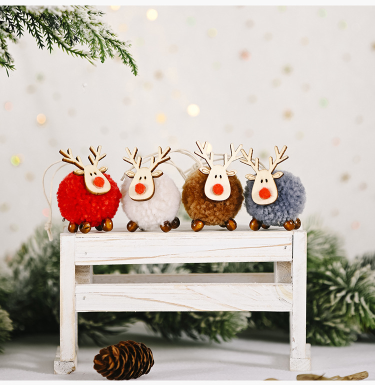 聖誕毛球麋鹿吊飾 聖誕節必備麋鹿造型吊飾 聖誕樹必備可愛掛飾 小裝飾7