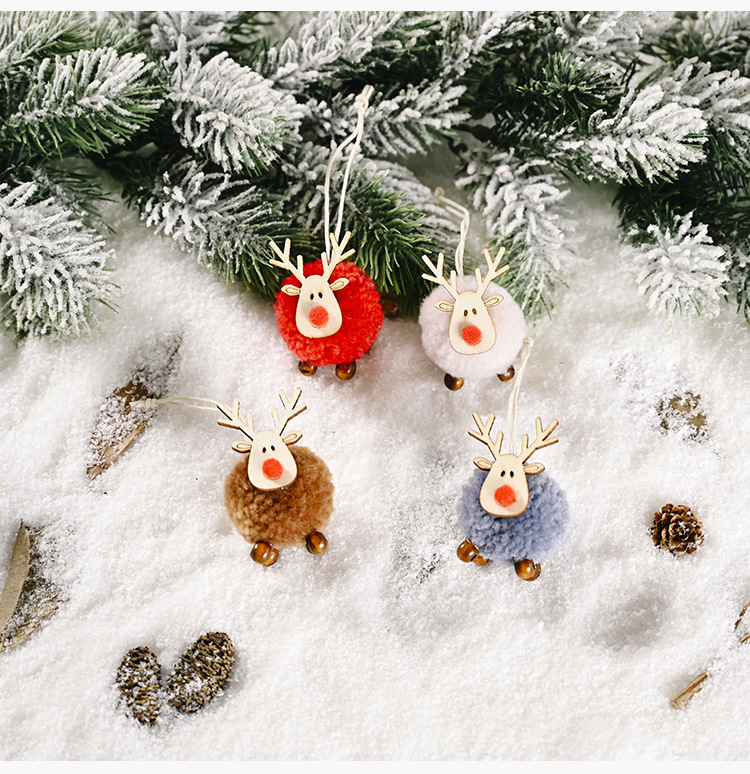聖誕毛球麋鹿吊飾 聖誕節必備麋鹿造型吊飾 聖誕樹必備可愛掛飾 小裝飾8