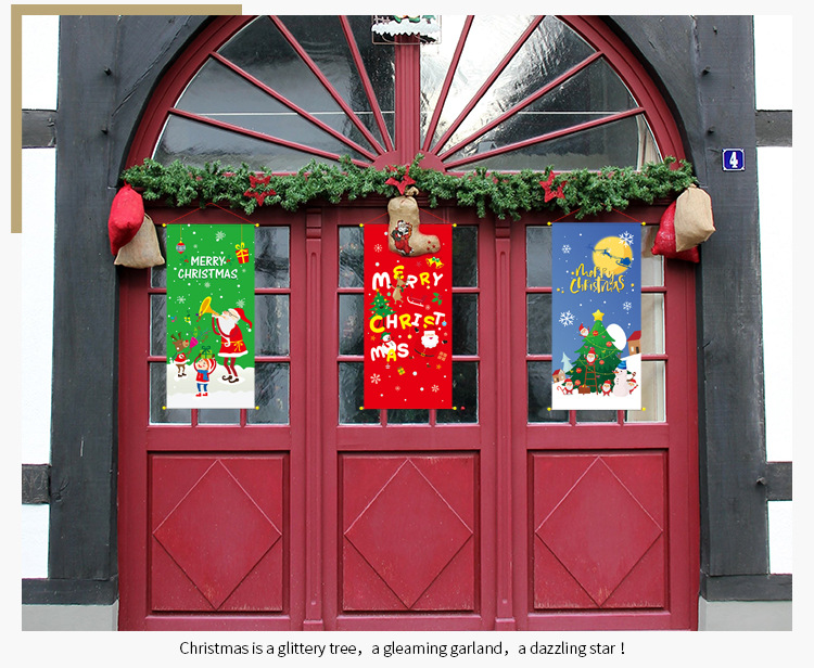聖誕長條彩色掛布 創意聖誕節必備長條彩色櫥窗裝飾 聖誕牆面裝飾7