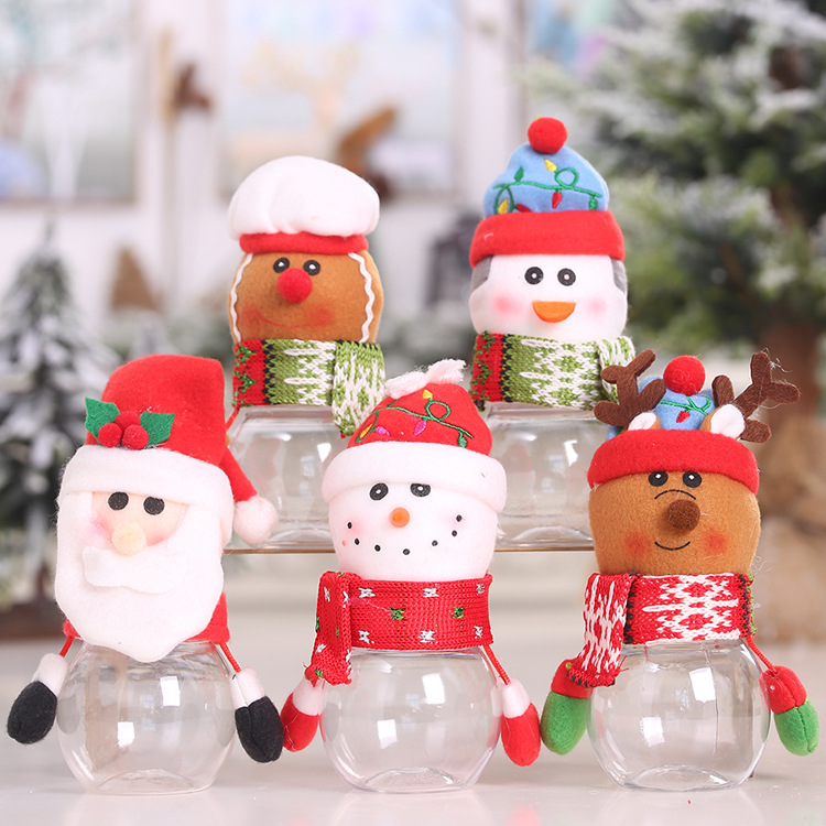 聖誕節透明糖果罐 聖誕老人雪人麋鹿企鵝薑餅人立體造型糖果盒 禮物罐0