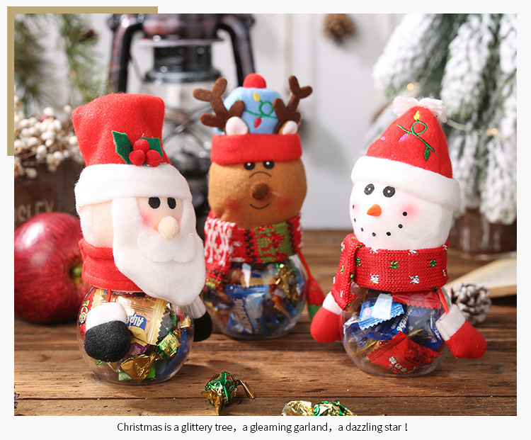 聖誕節透明糖果罐 聖誕老人雪人麋鹿企鵝薑餅人立體造型糖果盒 禮物罐7