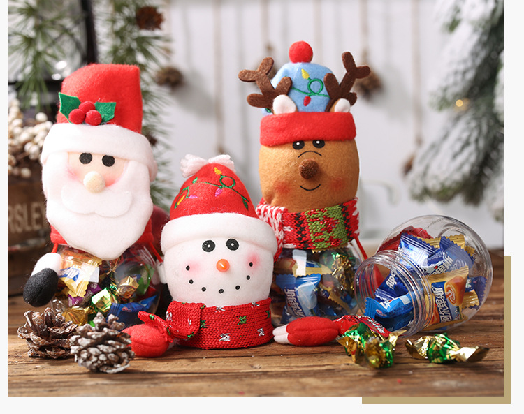 聖誕節透明糖果罐 聖誕老人雪人麋鹿企鵝薑餅人立體造型糖果盒 禮物罐8