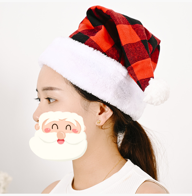 百搭格子聖誕帽 格紋聖誕裝飾帽 聖誕節帽子6