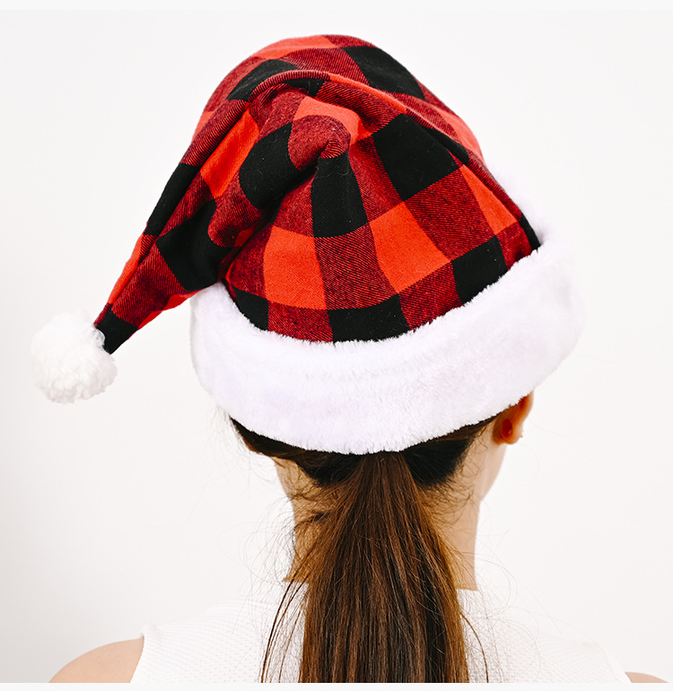 百搭格子聖誕帽 格紋聖誕裝飾帽 聖誕節帽子7