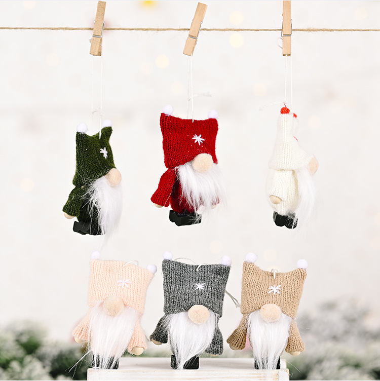 精美小巧聖誕老人吊飾 針織毛衣老人聖誕樹裝飾0