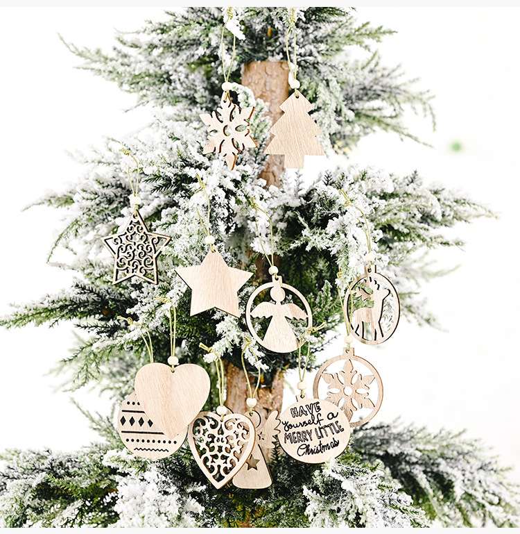 聖誕木質吊飾 鏤空聖誕圖案掛飾 聖誕樹裝飾品9