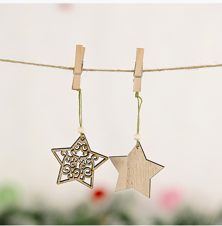 聖誕木質吊飾 鏤空聖誕圖案掛飾 聖誕樹裝飾品10
