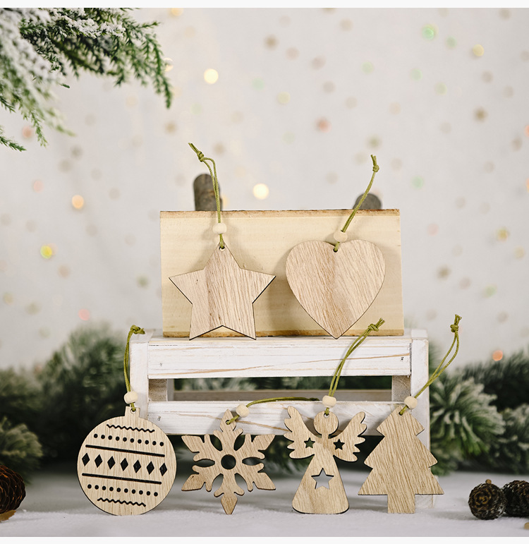聖誕木質吊飾 鏤空聖誕圖案掛飾 聖誕樹裝飾品7