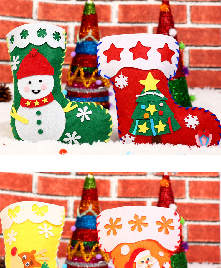 DIY可愛聖誕襪 不織布手工材料包 聖誕節裝飾2