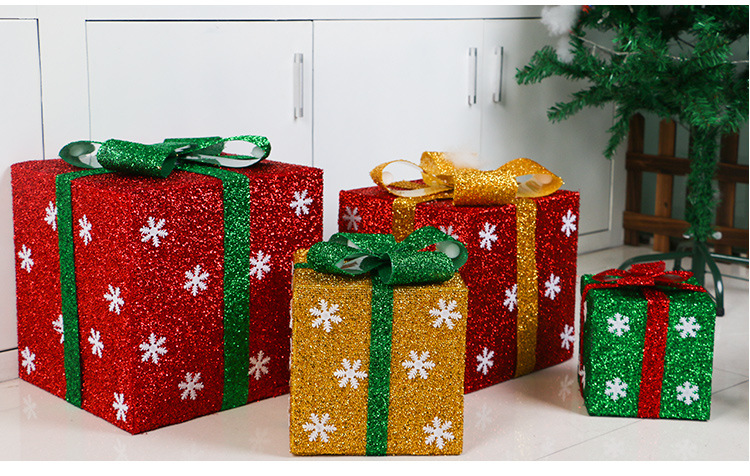 聖誕禮物盒 聖誕節必備裝飾禮物 創意聖誕裝飾金蔥禮物盒6
