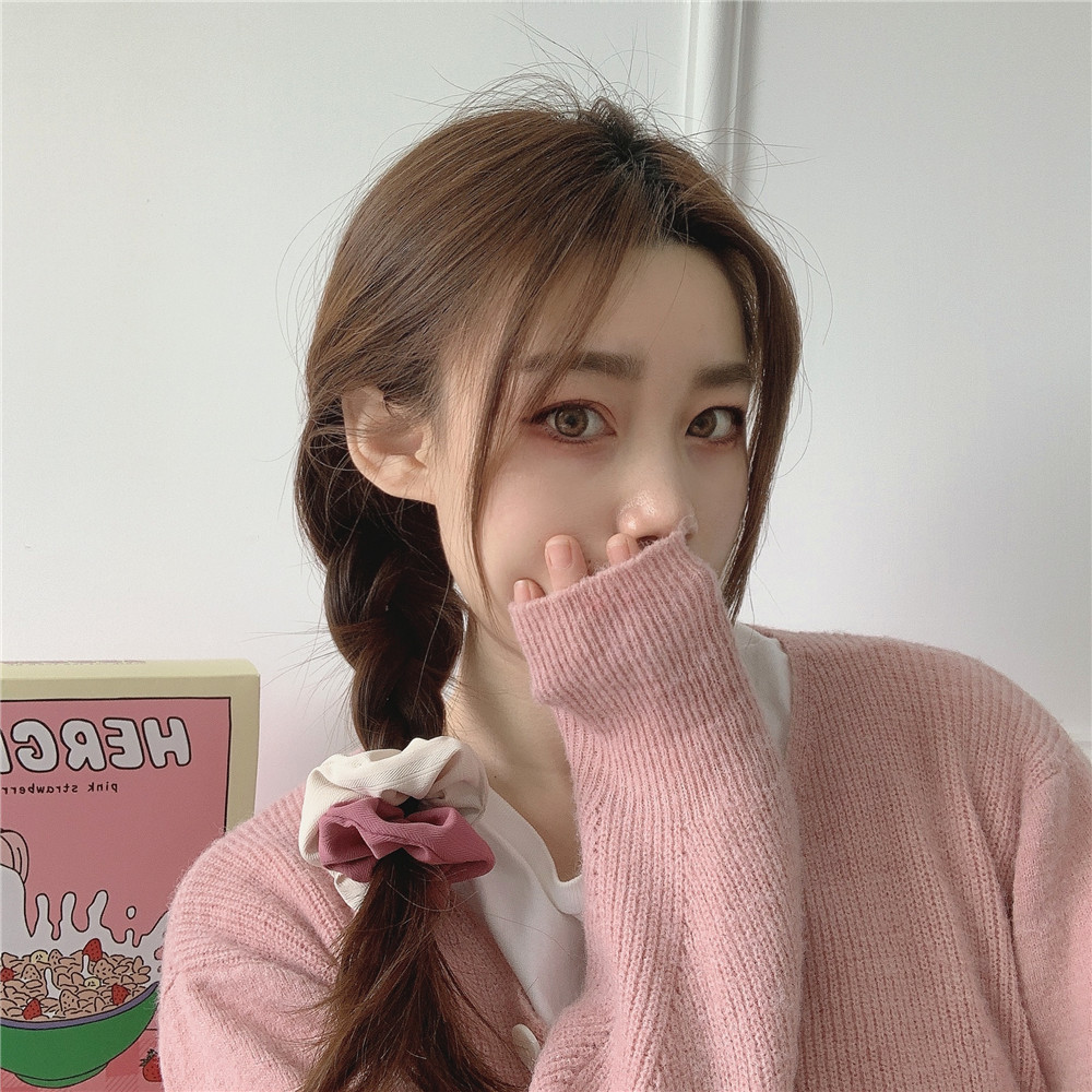 創意雙色拼接大腸髮圈 丸子頭必備髮圈 莫蘭迪色大腸圈 布藝髮圈8