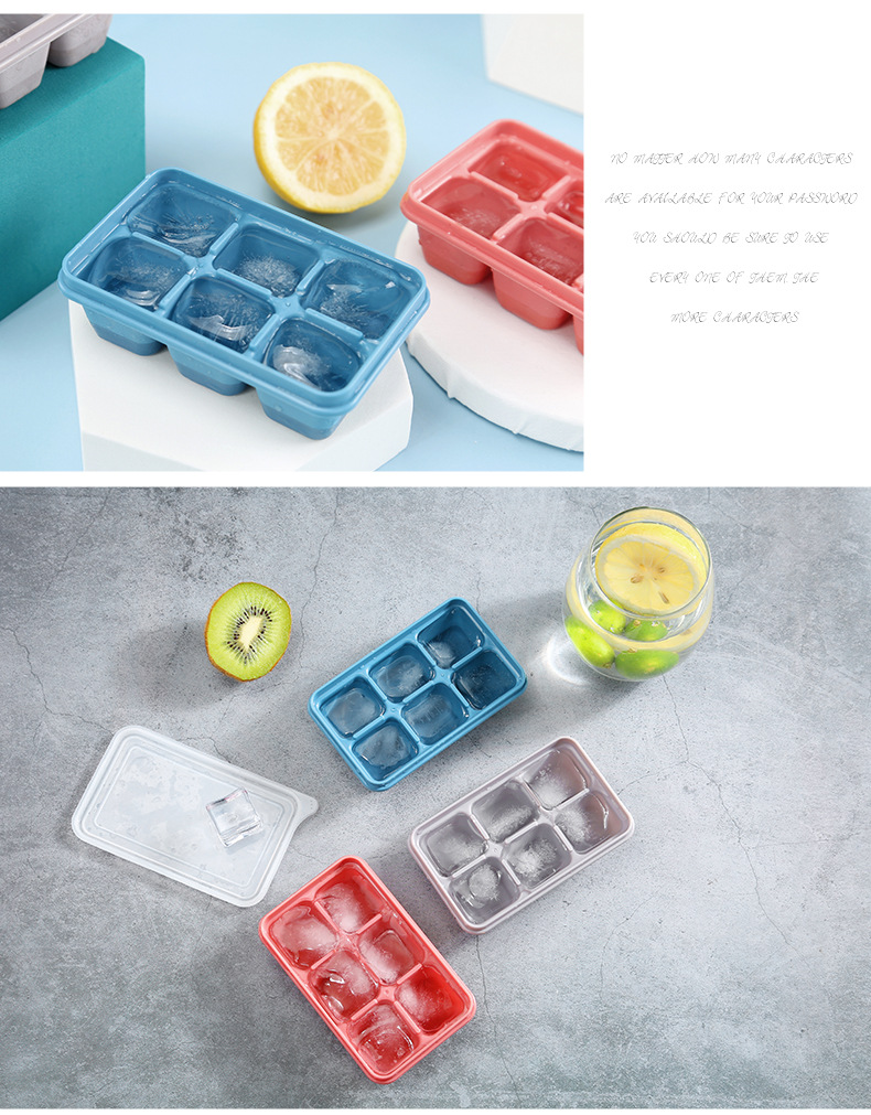 夏日必備矽膠製冰盒 矽膠附蓋子冰塊盒 六格矽膠製冰神器 3入裝12
