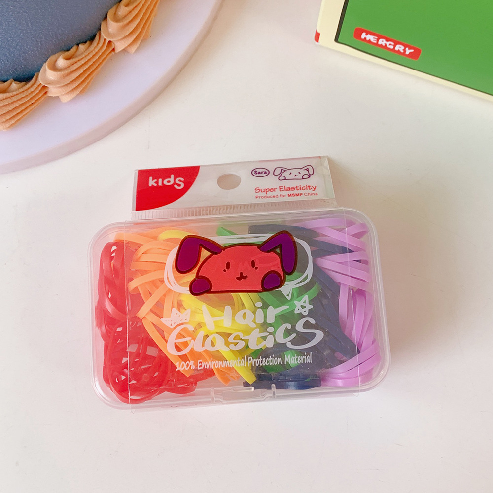 可愛盒裝彩色橡皮筋 糖果色皮筋 繽紛果凍色一次性橡皮筋13