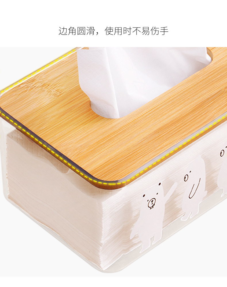 可愛小熊透明面紙盒 簡約客廳臥室桌面抽取式面紙盒 車用紙巾盒9