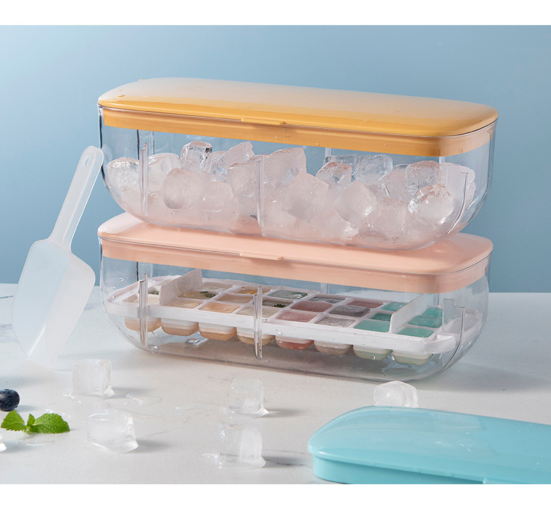 雙層矽膠底冰塊製冰盒 創意按壓脫模設計自製冰塊 創意製冰盒2