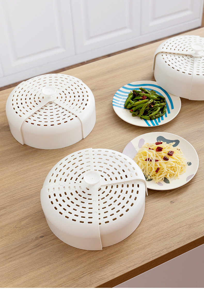 可折疊手提飯菜罩 圓形餐桌食物罩 鏤空透氣防蟲餐桌罩4