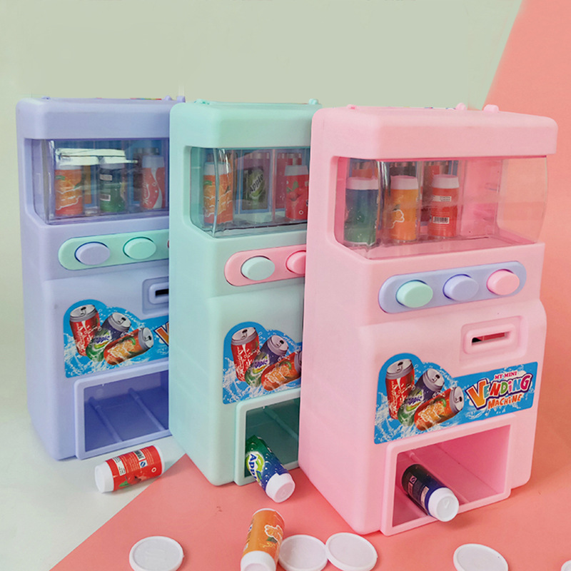 大號仿真迷你飲料自動販賣機 自助飲料機 小玩具 投幣式飲料機玩具0