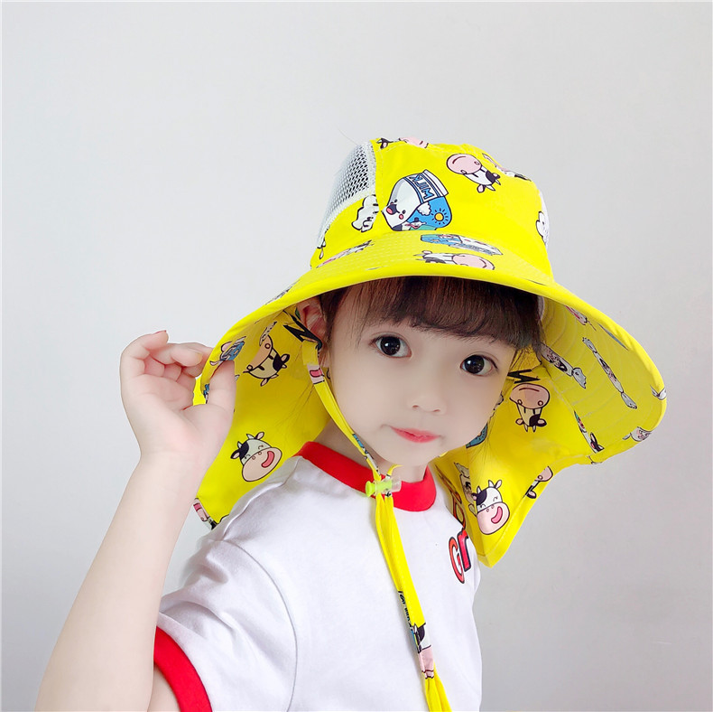 可愛兒童夏季遮陽帽 戶外必備披肩透氣遮陽帽 可愛動物圖案帽子9