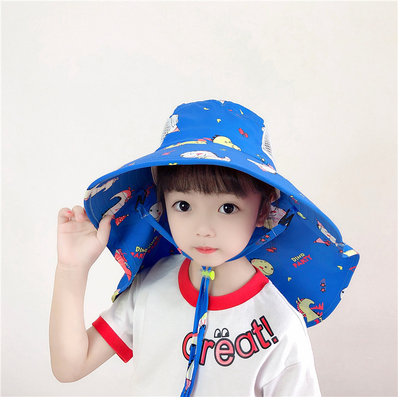 可愛兒童夏季遮陽帽 戶外必備披肩透氣遮陽帽 可愛動物圖案帽子10