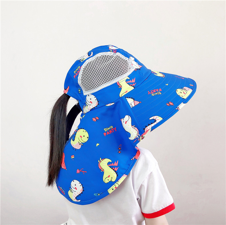 可愛兒童夏季遮陽帽 戶外必備披肩透氣遮陽帽 可愛動物圖案帽子11