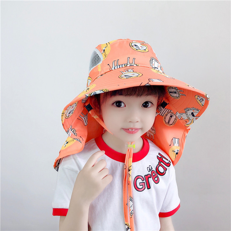 可愛兒童夏季遮陽帽 戶外必備披肩透氣遮陽帽 可愛動物圖案帽子13