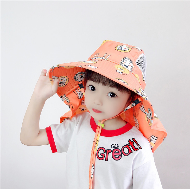 可愛兒童夏季遮陽帽 戶外必備披肩透氣遮陽帽 可愛動物圖案帽子15