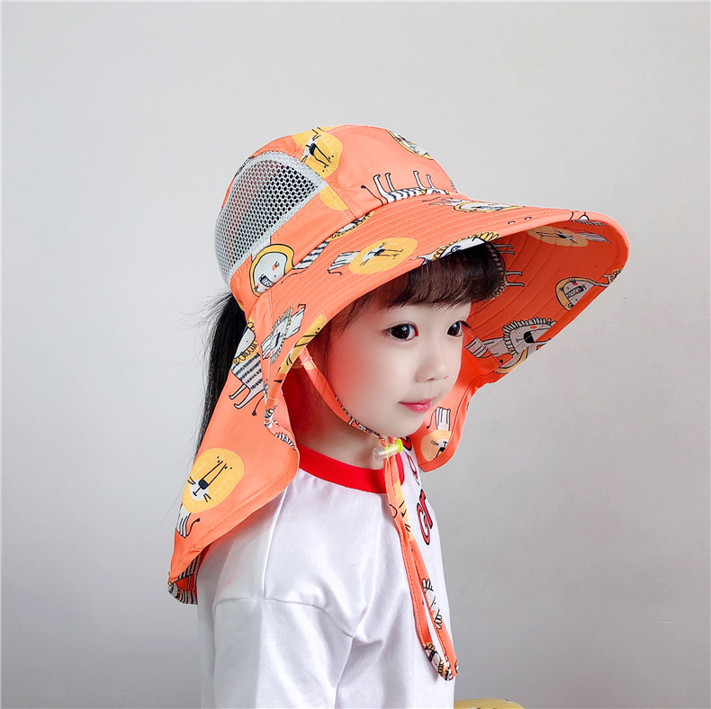 可愛兒童夏季遮陽帽 戶外必備披肩透氣遮陽帽 可愛動物圖案帽子16