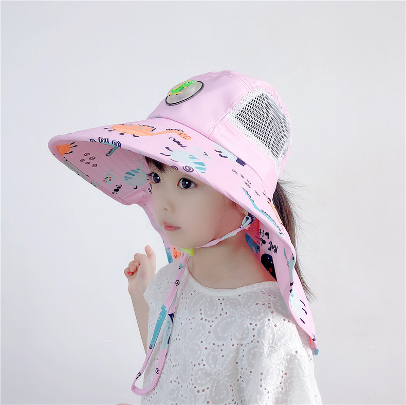 可愛兒童夏季遮陽帽 戶外必備披肩透氣遮陽帽 可愛動物圖案帽子28