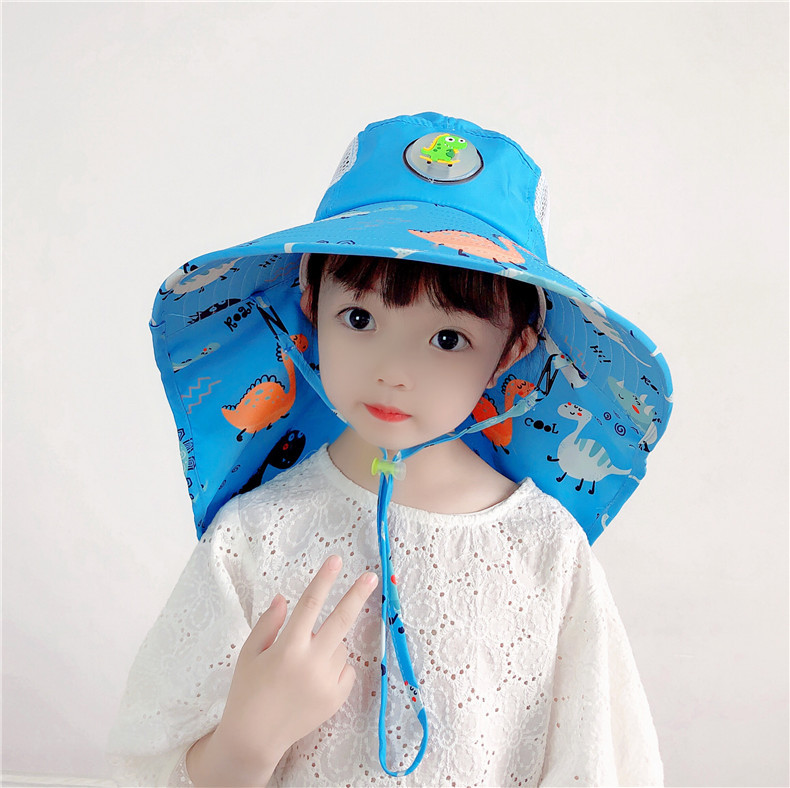 可愛兒童夏季遮陽帽 戶外必備披肩透氣遮陽帽 可愛動物圖案帽子29
