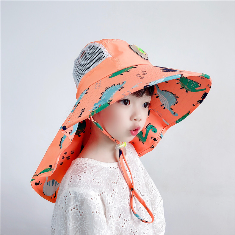 可愛兒童夏季遮陽帽 戶外必備披肩透氣遮陽帽 可愛動物圖案帽子30
