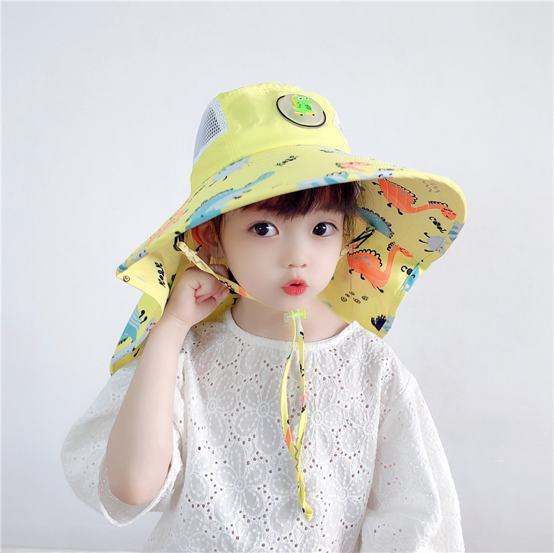 可愛兒童夏季遮陽帽 戶外必備披肩透氣遮陽帽 可愛動物圖案帽子32