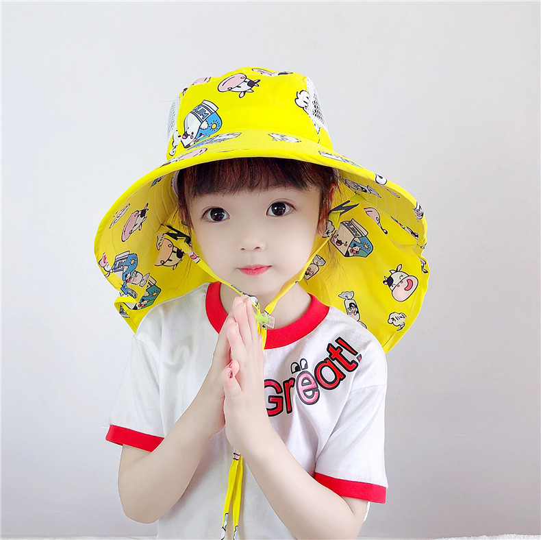 可愛兒童夏季遮陽帽 戶外必備披肩透氣遮陽帽 可愛動物圖案帽子7