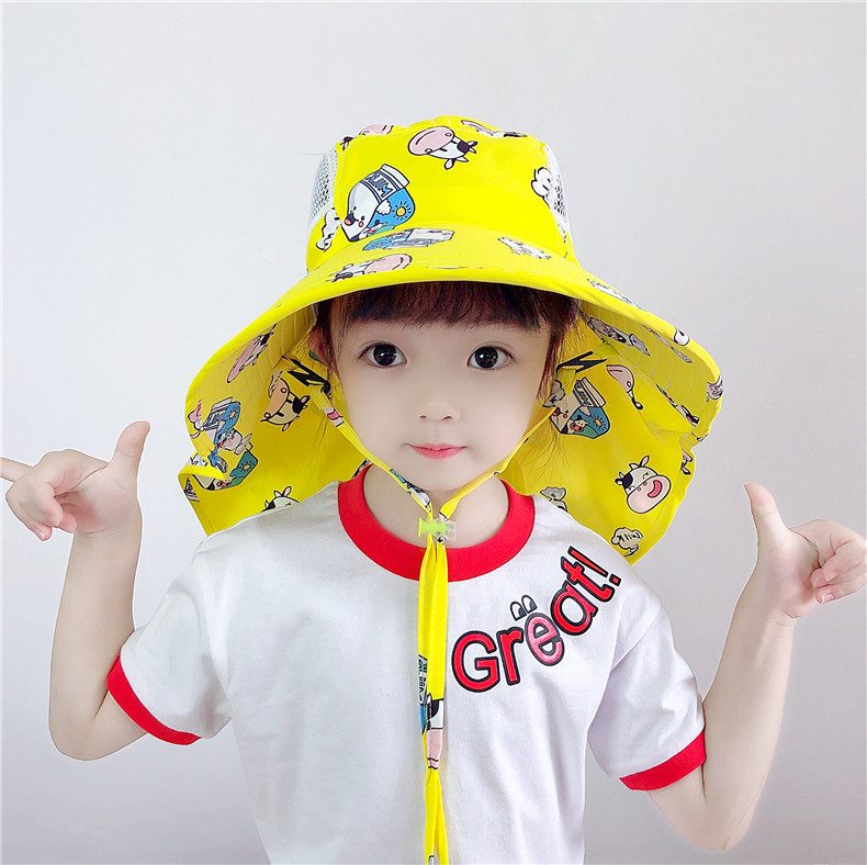 可愛兒童夏季遮陽帽 戶外必備披肩透氣遮陽帽 可愛動物圖案帽子8