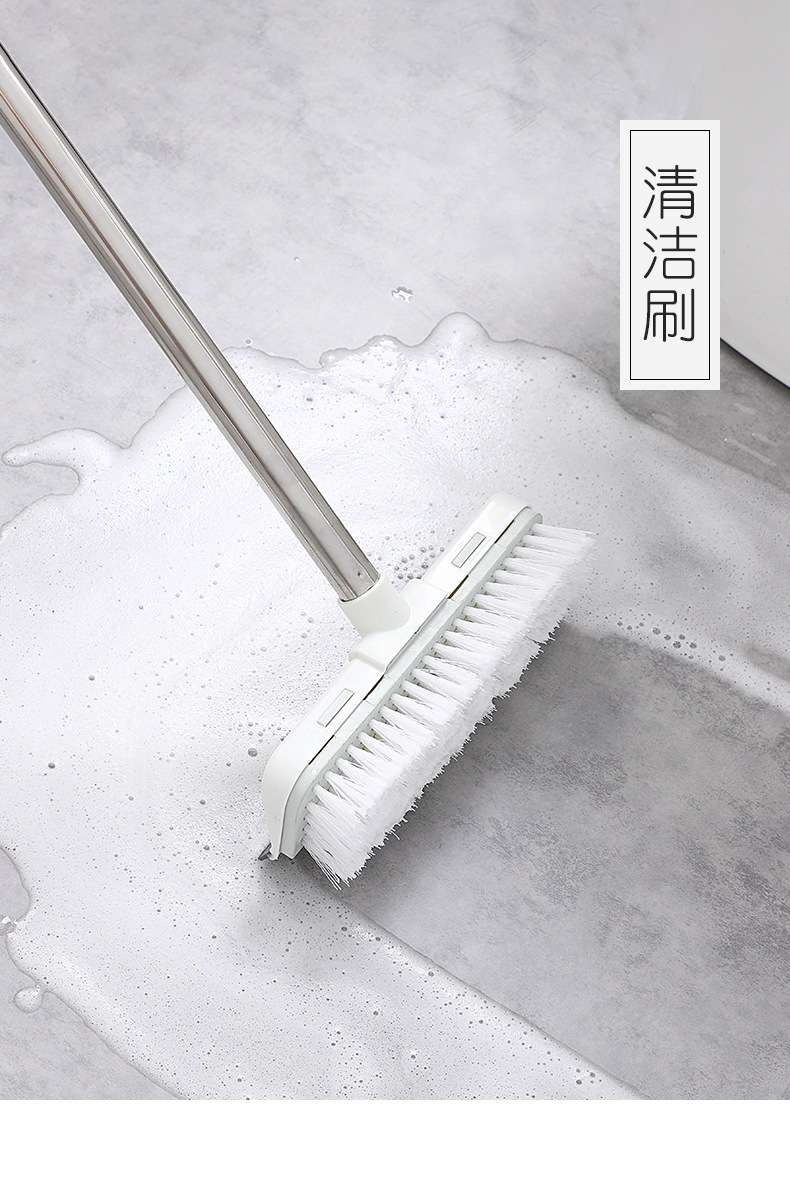 二合一地板清潔刷 長柄硬毛地板刷 浴室地板刮水器 磁磚刮水器0