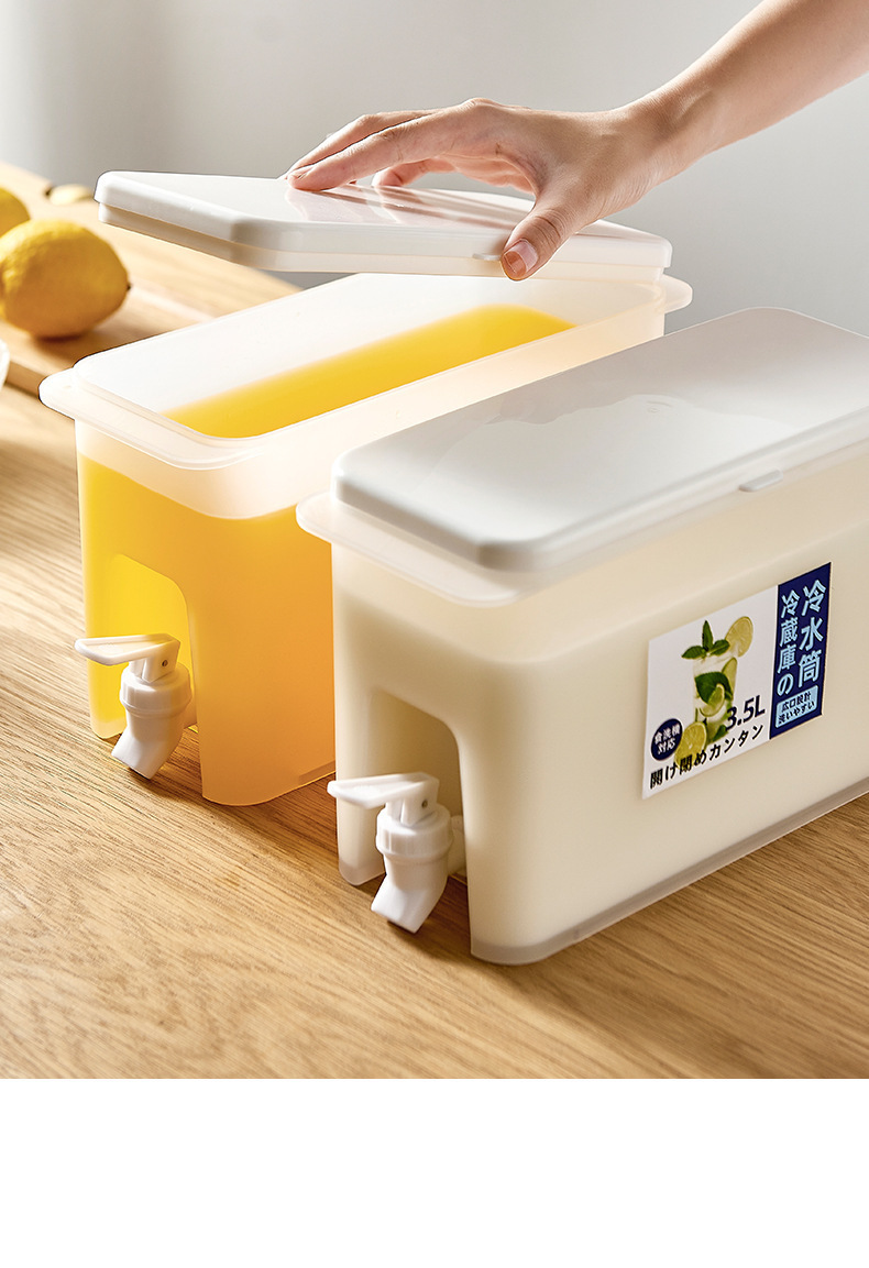 冰箱水龍頭式冷水壺 創意水果茶冷水桶 3.5L大容量飲料水果茶壺14