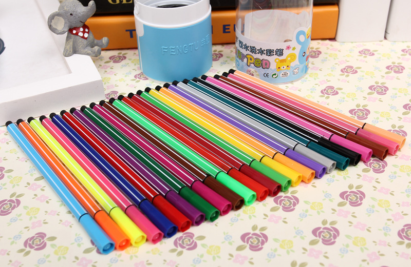可水洗24色彩色筆 細字美勞必備彩色筆 六角24色繪畫文具  畫筆5