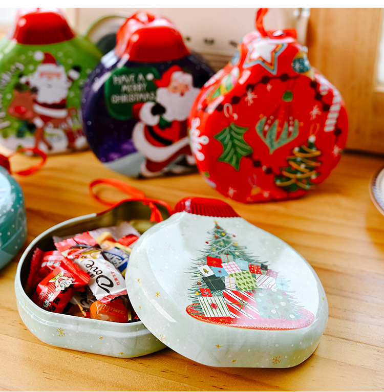 聖誕球造型馬口鐵盒 聖誕節必備裝飾 圓形糖果罐 聖誕禮物餅乾盒9