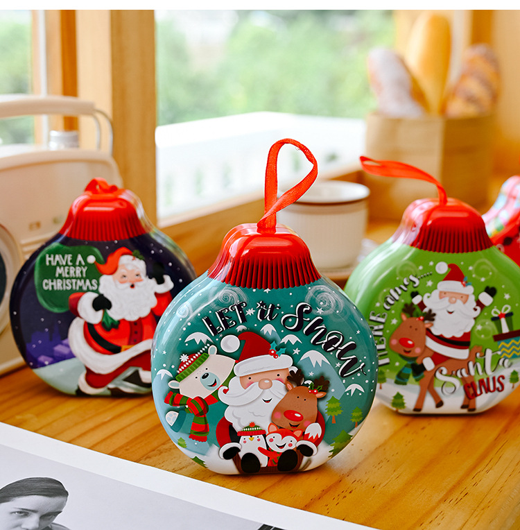 聖誕球造型馬口鐵盒 聖誕節必備裝飾 圓形糖果罐 聖誕禮物餅乾盒8