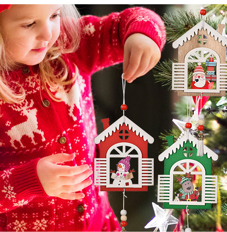 聖誕木質開窗戶吊飾 聖誕裝飾必備木質流蘇吊飾 聖誕樹必備裝飾8