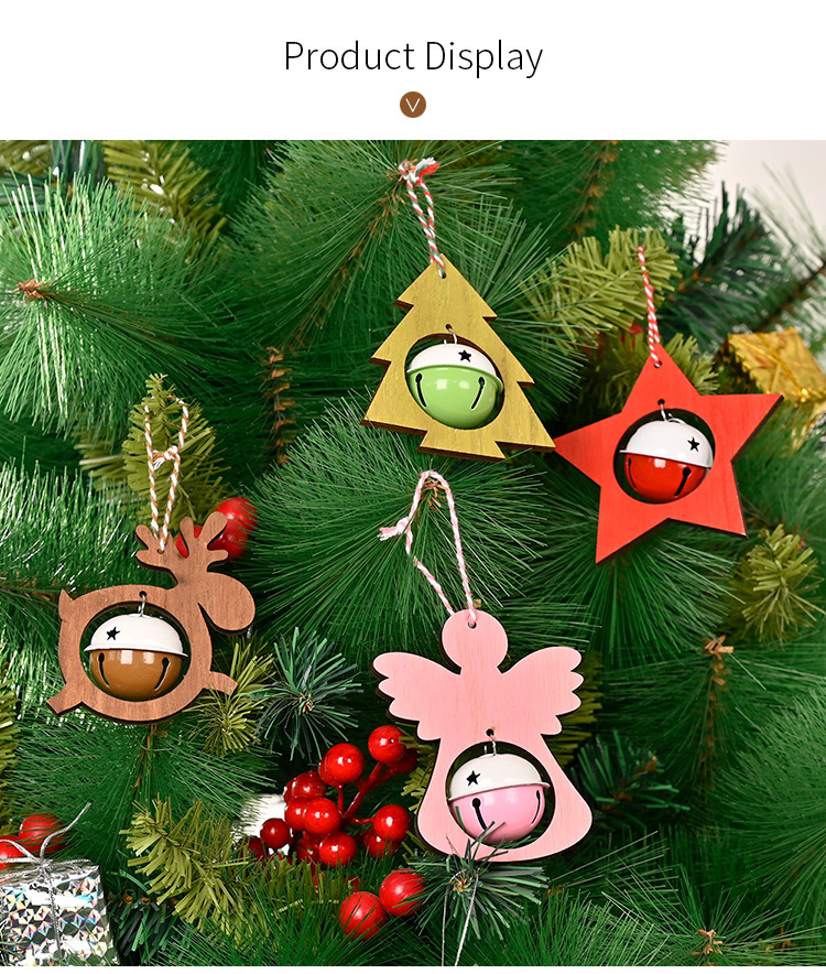 聖誕節木質鈴鐺吊飾 創意聖誕樹裝飾必備鈴鐺 聖誕布置吊飾5