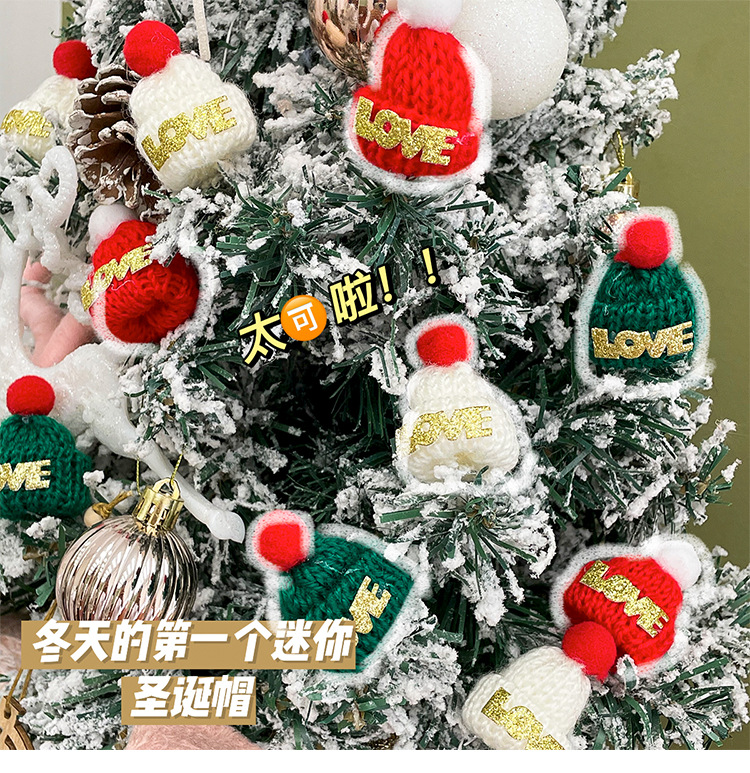 迷你針織聖誕手指帽 聖誕樹裝飾必備 迷你聖誕毛線帽 聖誕酒瓶帽4