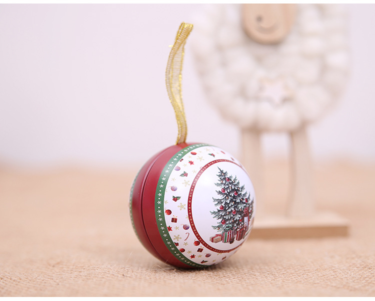 聖誕節必備 圓形馬口鐵盒 球狀糖果盒 聖誕裝飾用品6