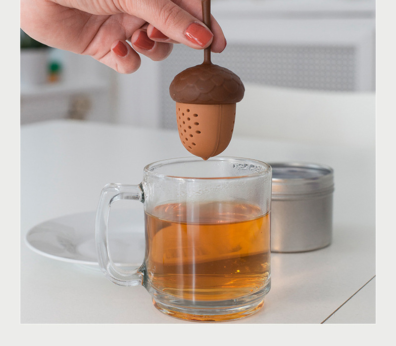 松果造型泡茶器 矽膠茶葉過濾器 橡子造型泡茶茶漏1