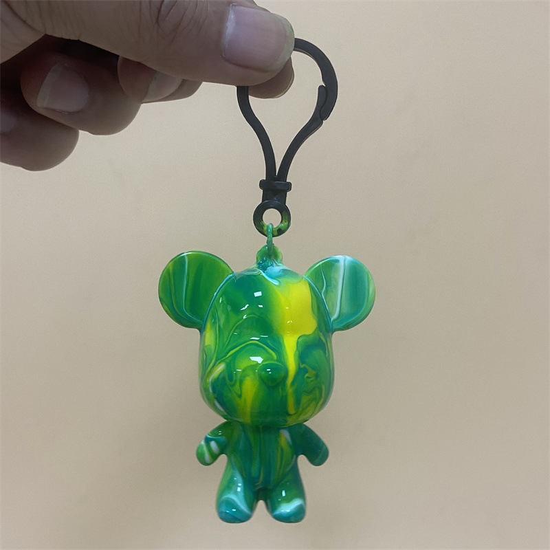 DIY鑰匙圈暴力熊 流體熊鑰匙圈 手工顏料小熊鑰匙圈 交換禮物 手做9