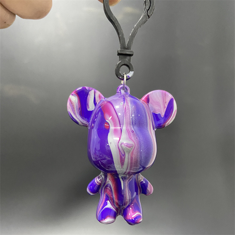 DIY鑰匙圈暴力熊 流體熊鑰匙圈 手工顏料小熊鑰匙圈 交換禮物 手做8