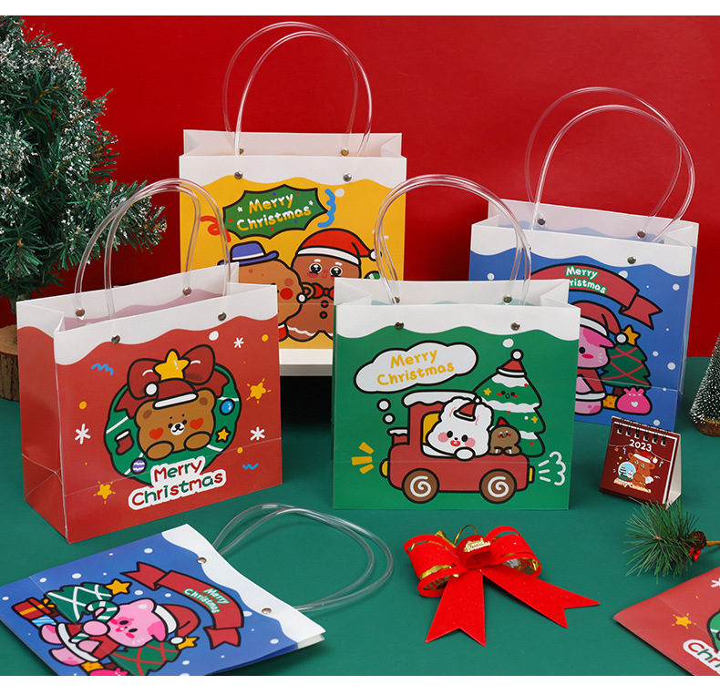 可愛聖誕禮物袋 PVC手提收納袋 聖誕節必備手提禮物袋 禮物包裝袋14