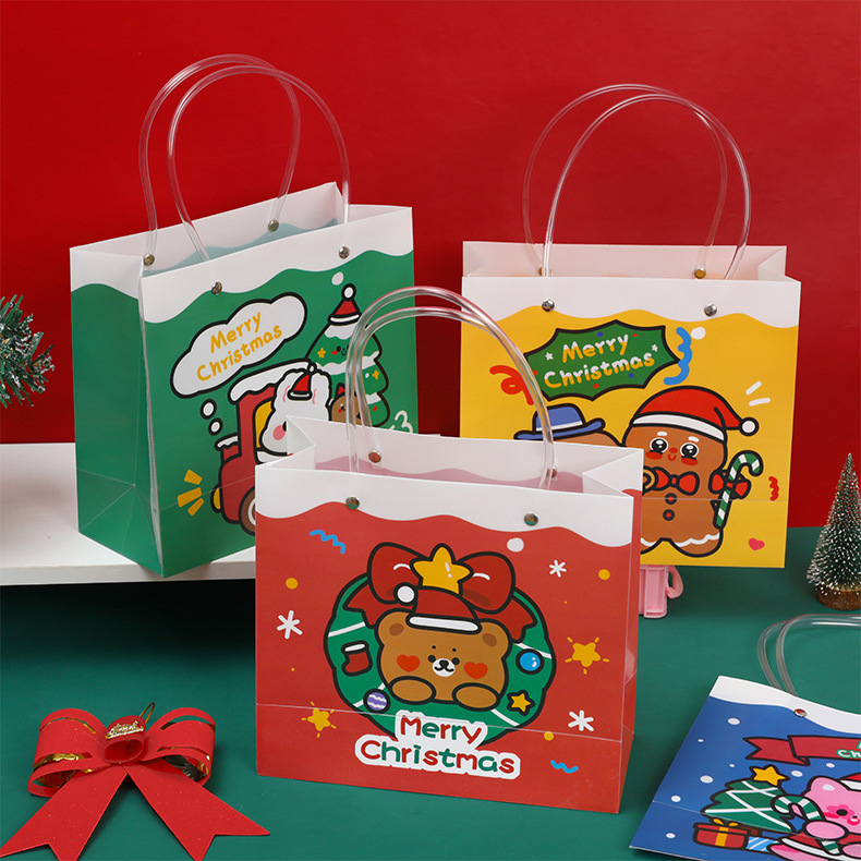 可愛聖誕禮物袋 PVC手提收納袋 聖誕節必備手提禮物袋 禮物包裝袋4