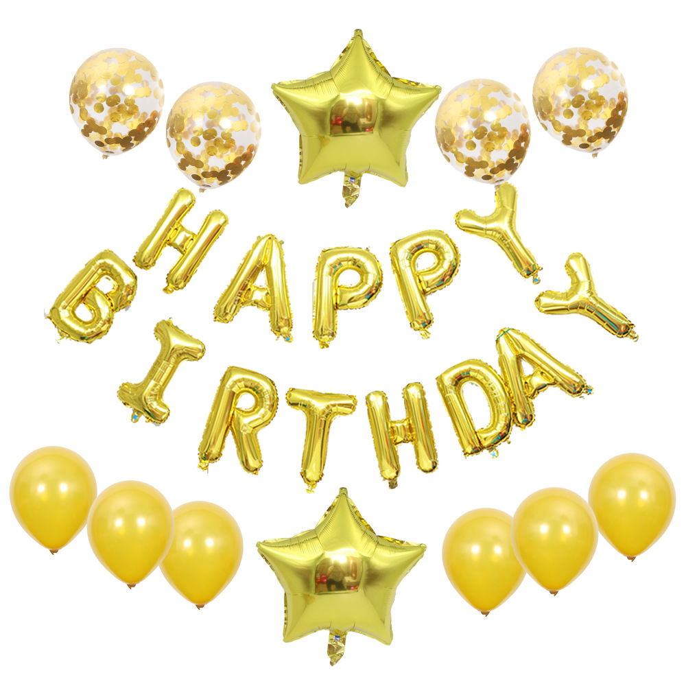 18寸生日派對星星亮片氣球套裝 HAPPY BIRTHDAY 生日裝飾 佈置道具 字母氣球 0